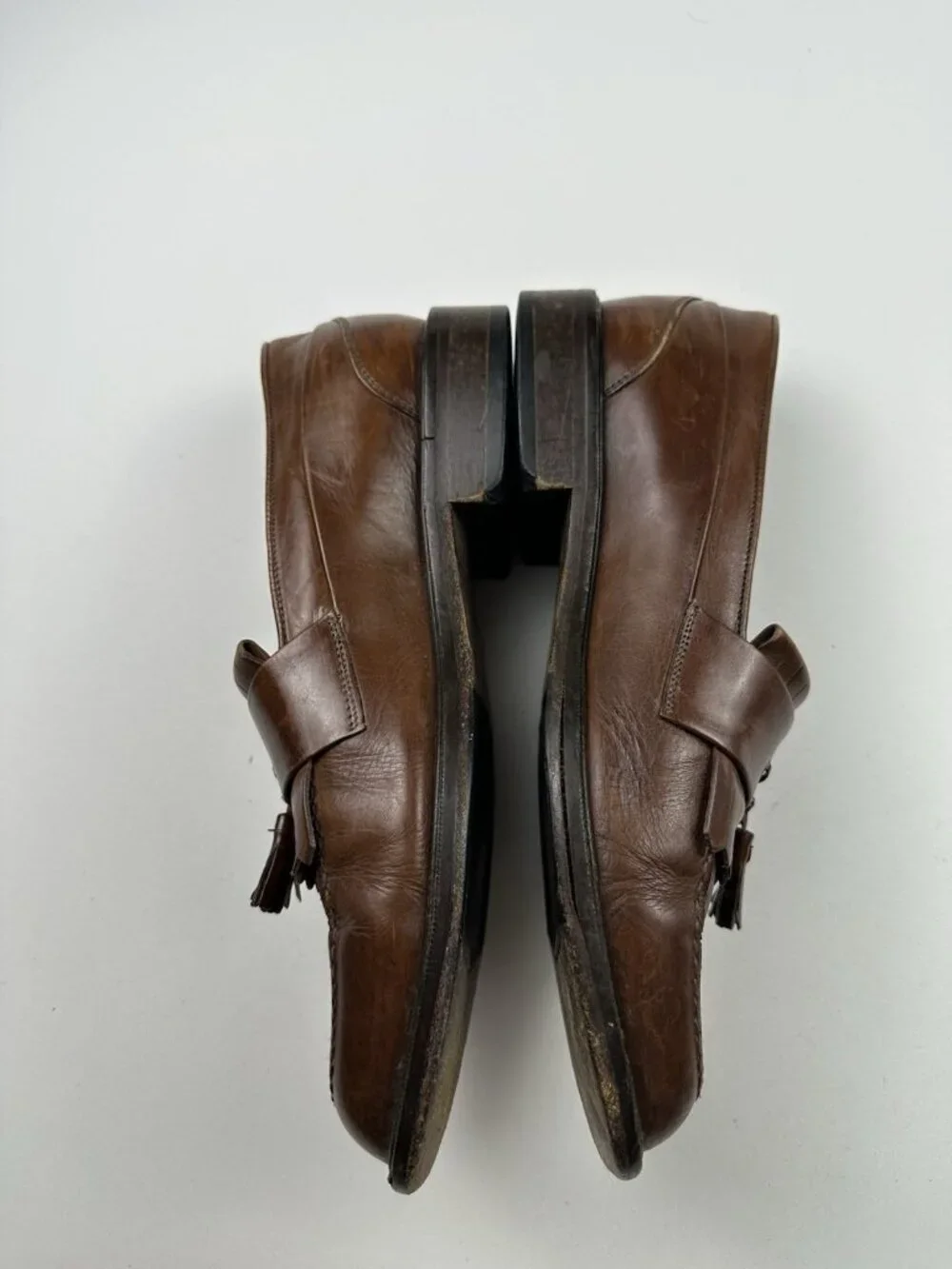 Bostonian Mens Brown Leather Loafers Shoes 9 M Moc Toe Tassels Brown